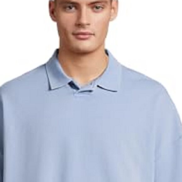 No Boundaries Men's Oversize French Terry Polo Shirt - Chambray Blue - NWT - Picture 2 of 5